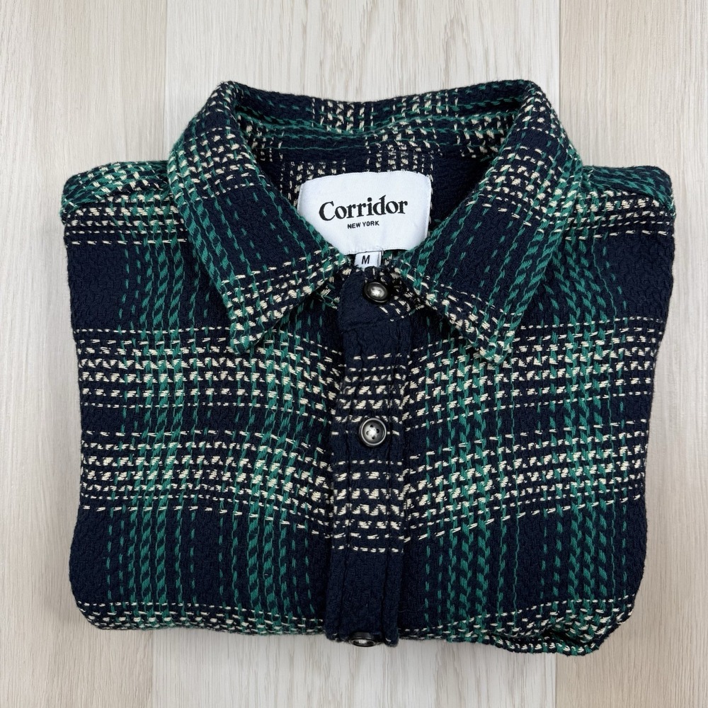 Corridor NYC Shirt Mens Medium Acid Plaid Button Up Long Sleeve Casual Woven